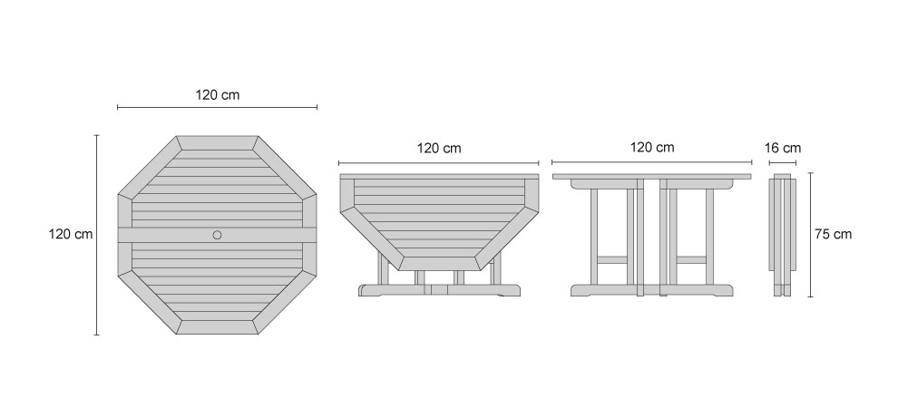 Berrington Octagonal Gate Leg Table - Dimensions